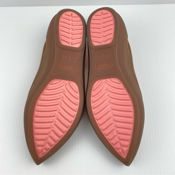 Crocs Rio Flats Ballet Flats Size 7W Pointed Toe Tan and Peach - Picture 4 of 10